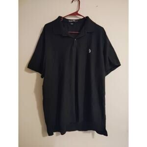 U.S. Polo Assn. Men's Black Solid Pique Polo with Small Pony Size 2XL